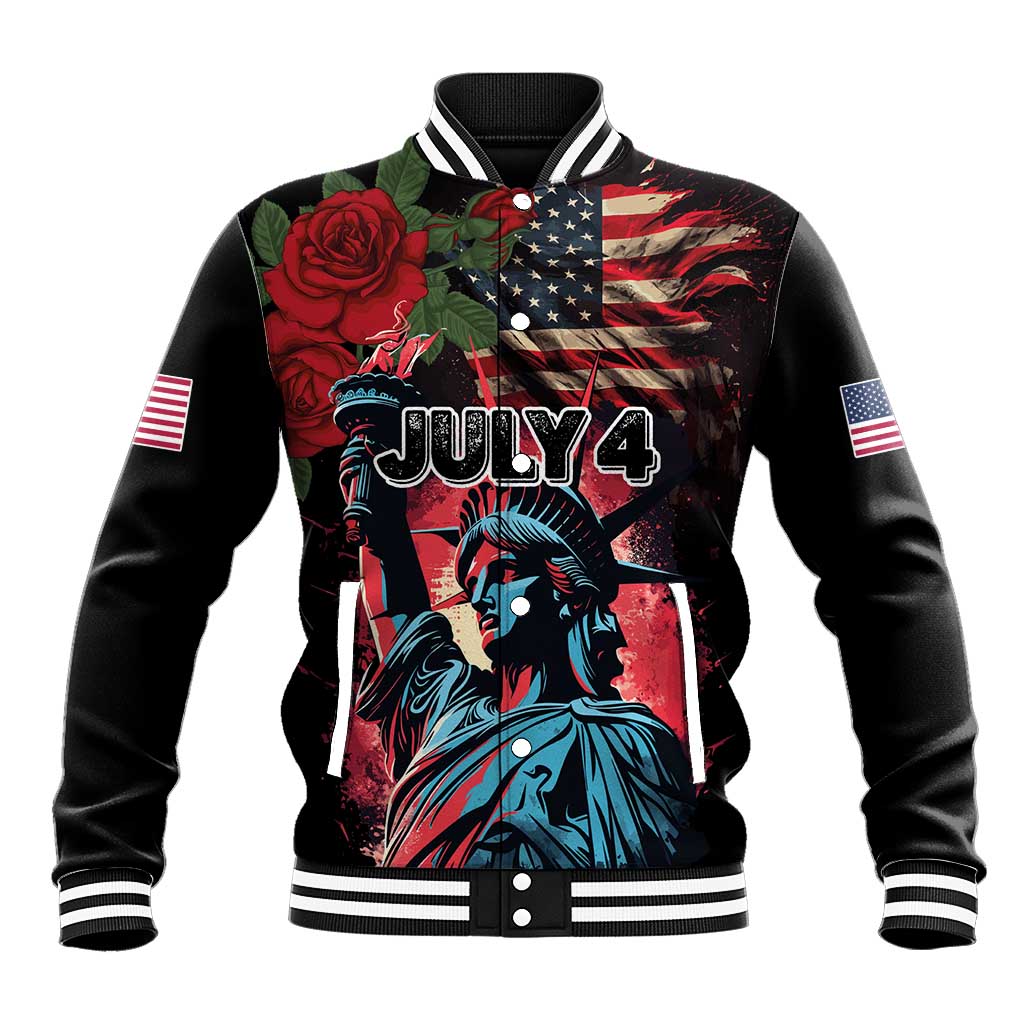 United States Independence Day Baseball Jacket The 4th of July Statue of Liberty Retro Style - Wonder Print Shop