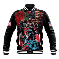 United States Independence Day Baseball Jacket The 4th of July Statue of Liberty Retro Style - Wonder Print Shop