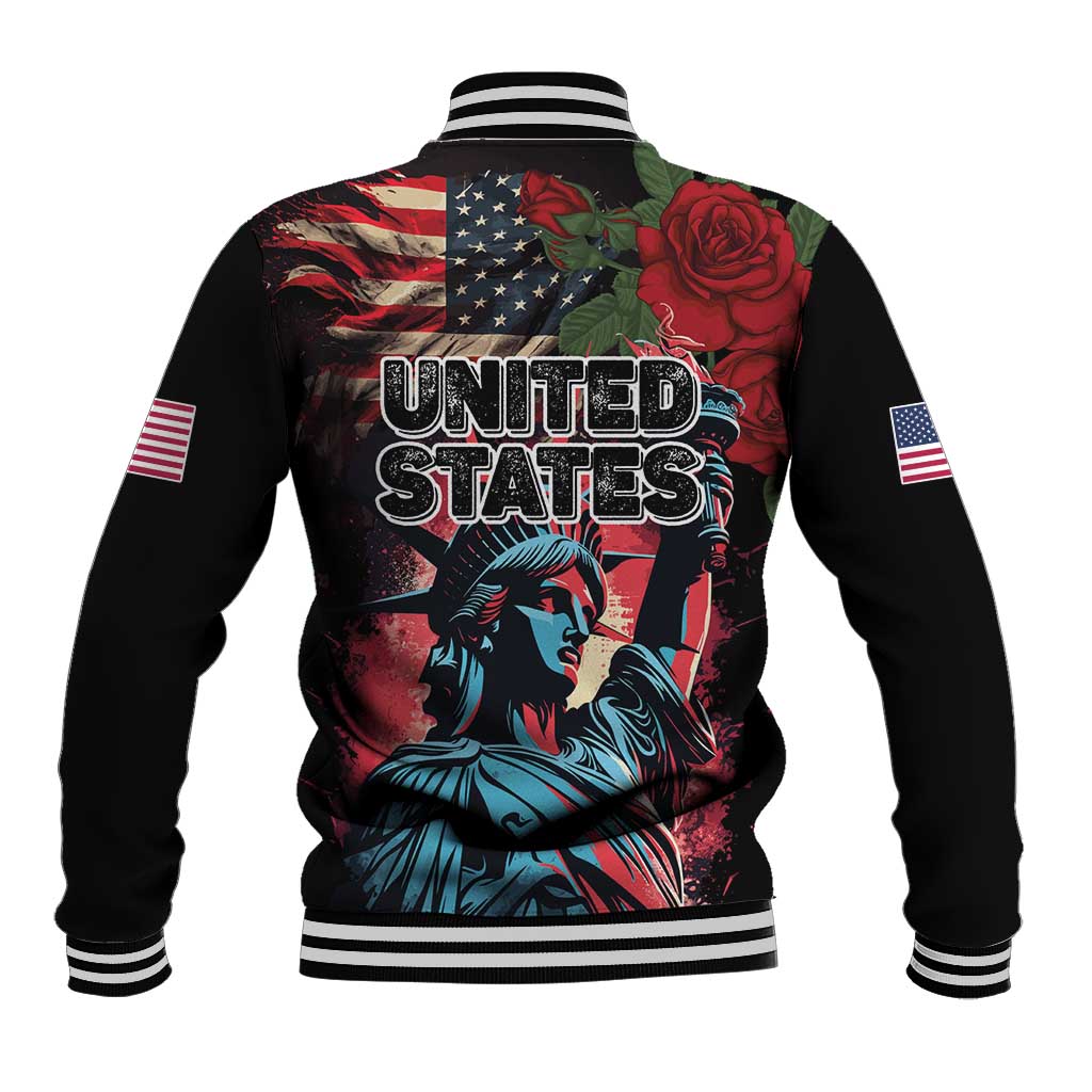 United States Independence Day Baseball Jacket The 4th of July Statue of Liberty Retro Style - Wonder Print Shop