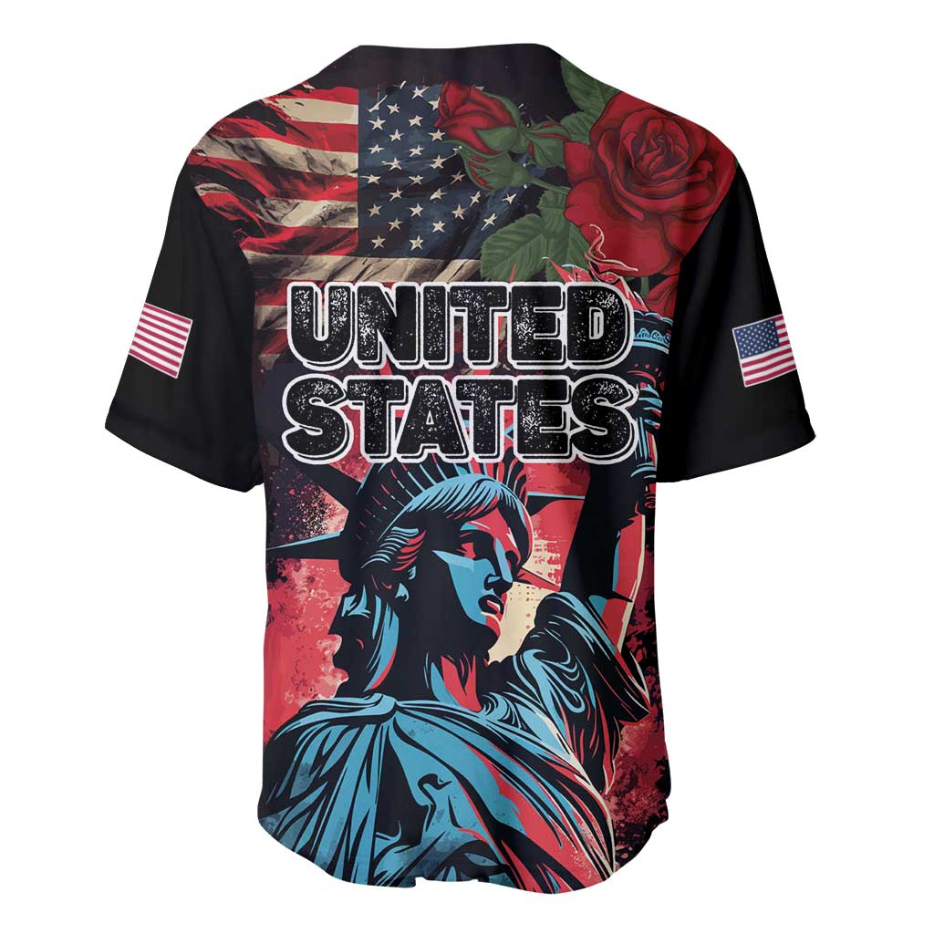 United States Independence Day Baseball Jersey The 4th of July Statue of Liberty Retro Style - Wonder Print Shop