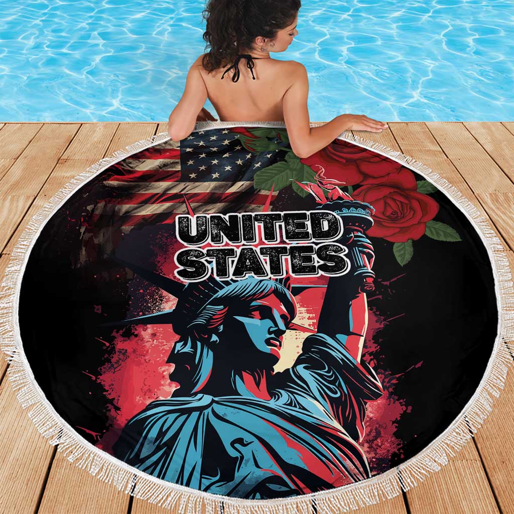 United States Independence Day Beach Blanket The 4th of July Statue of Liberty Retro Style - Wonder Print Shop