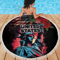 United States Independence Day Beach Blanket The 4th of July Statue of Liberty Retro Style - Wonder Print Shop