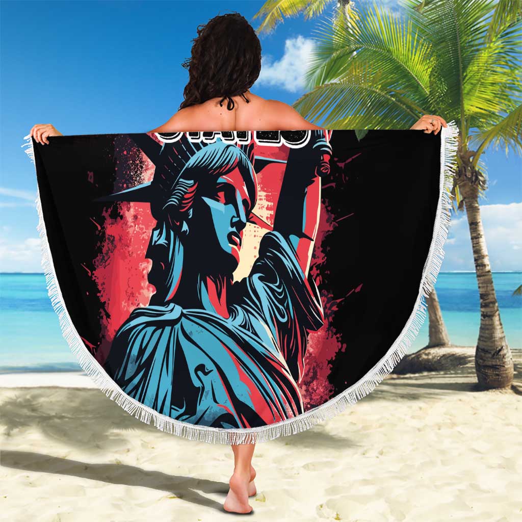 United States Independence Day Beach Blanket The 4th of July Statue of Liberty Retro Style - Wonder Print Shop