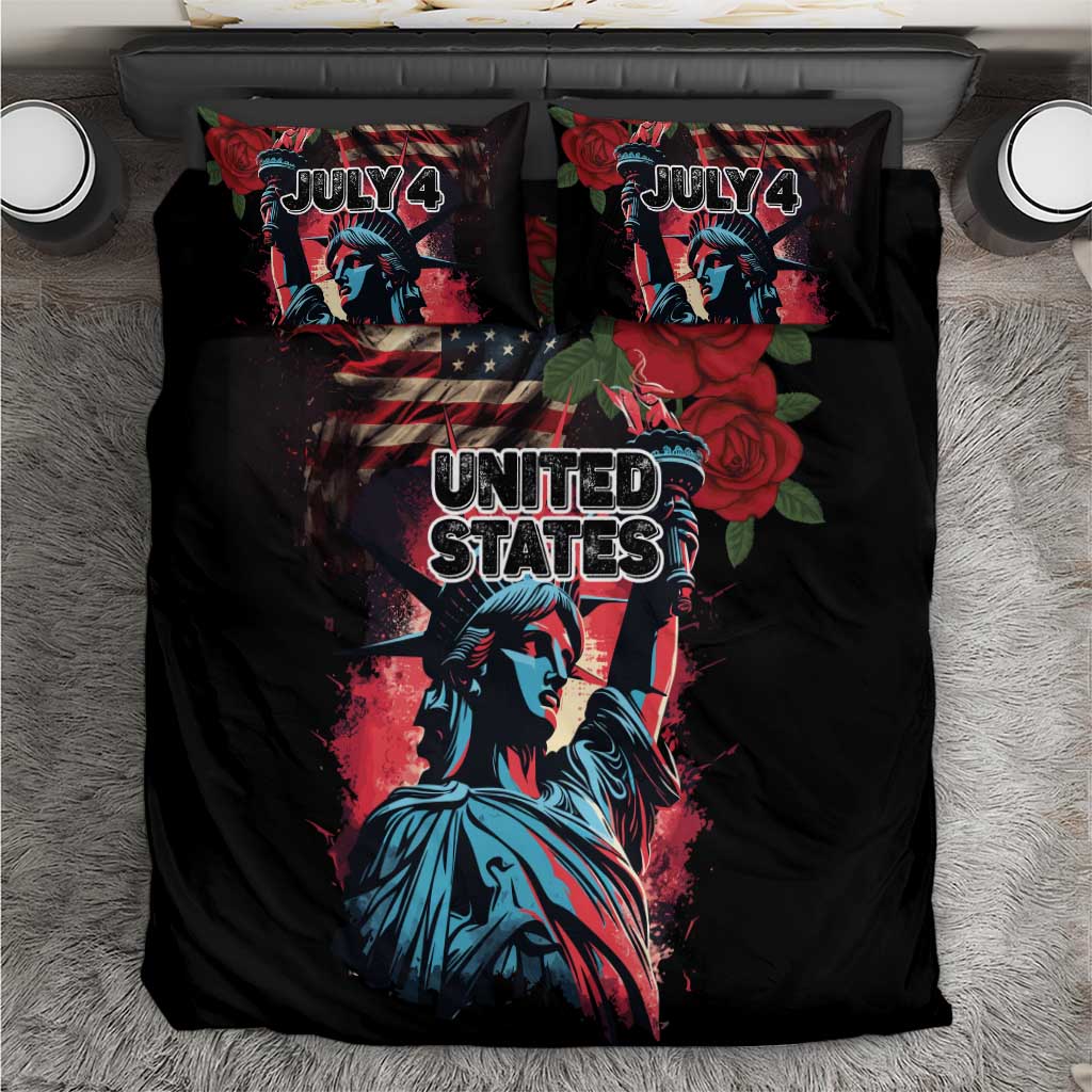United States Independence Day Bedding Set The 4th of July Statue of Liberty Retro Style - Wonder Print Shop