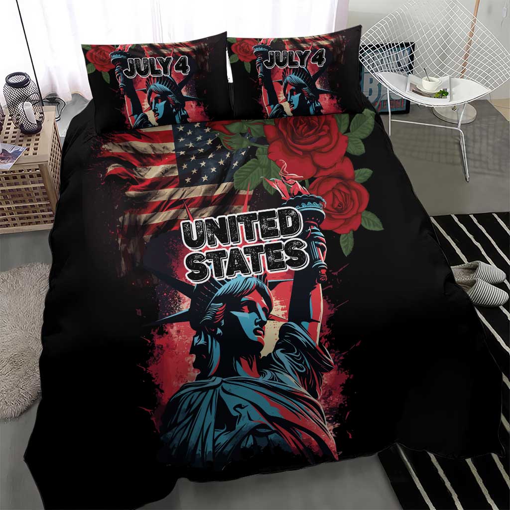 United States Independence Day Bedding Set The 4th of July Statue of Liberty Retro Style - Wonder Print Shop