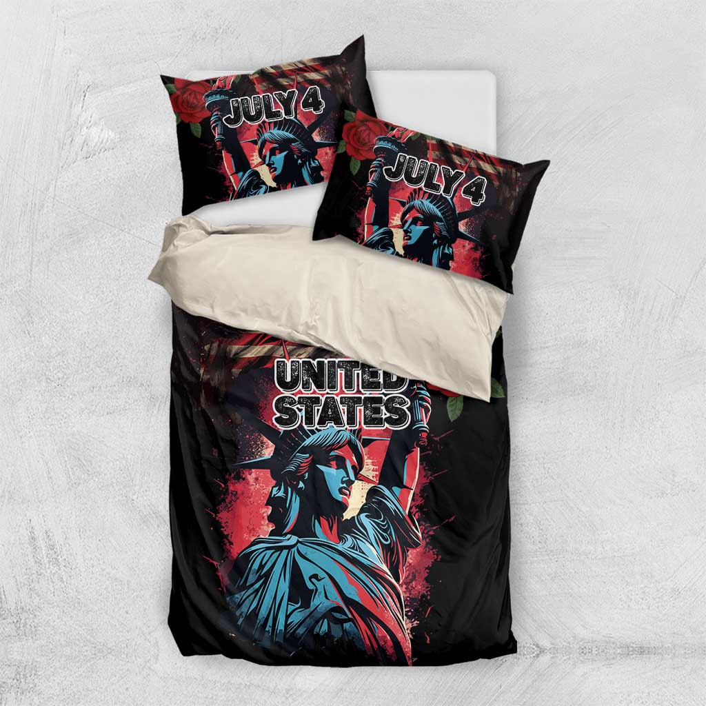 United States Independence Day Bedding Set The 4th of July Statue of Liberty Retro Style - Wonder Print Shop
