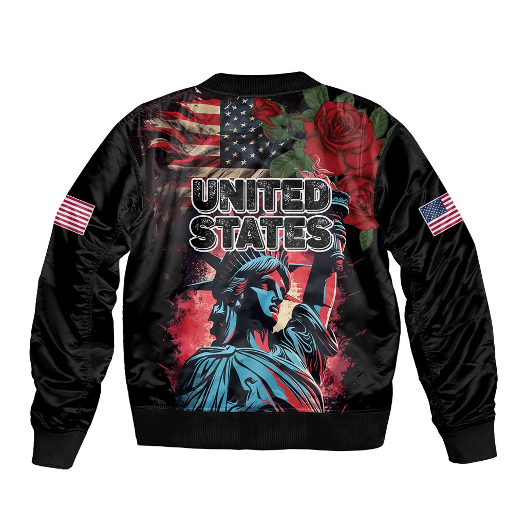 United States Independence Day Bomber Jacket The 4th of July Statue of Liberty Retro Style - Wonder Print Shop