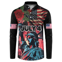 United States Independence Day Button Sweatshirt The 4th of July Statue of Liberty Retro Style - Wonder Print Shop