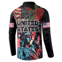 United States Independence Day Button Sweatshirt The 4th of July Statue of Liberty Retro Style - Wonder Print Shop