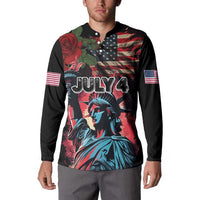 United States Independence Day Button Sweatshirt The 4th of July Statue of Liberty Retro Style - Wonder Print Shop