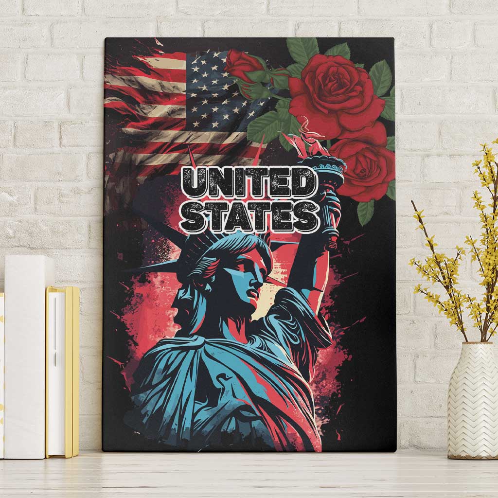 United States Independence Day Canvas Wall Art The 4th of July Statue of Liberty Retro Style - Wonder Print Shop