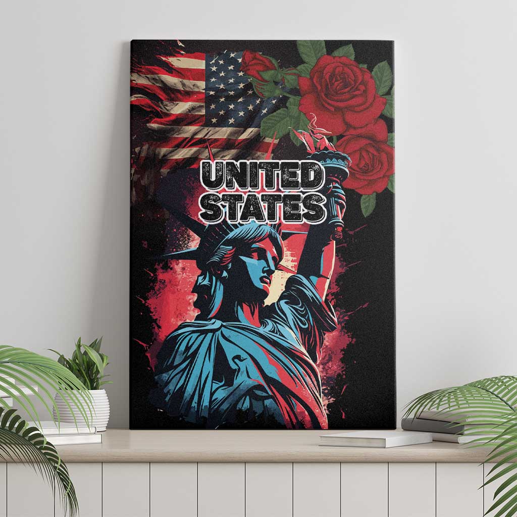 United States Independence Day Canvas Wall Art The 4th of July Statue of Liberty Retro Style - Wonder Print Shop