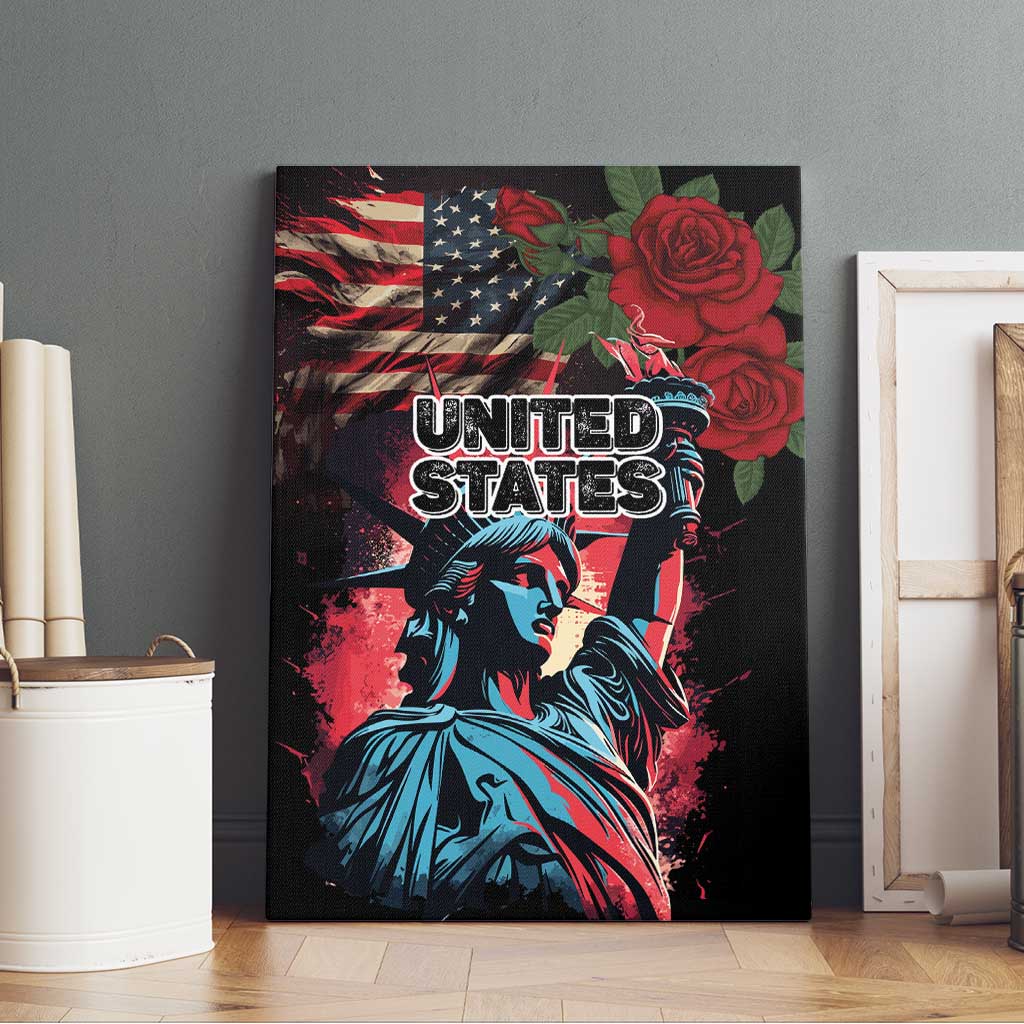 United States Independence Day Canvas Wall Art The 4th of July Statue of Liberty Retro Style - Wonder Print Shop
