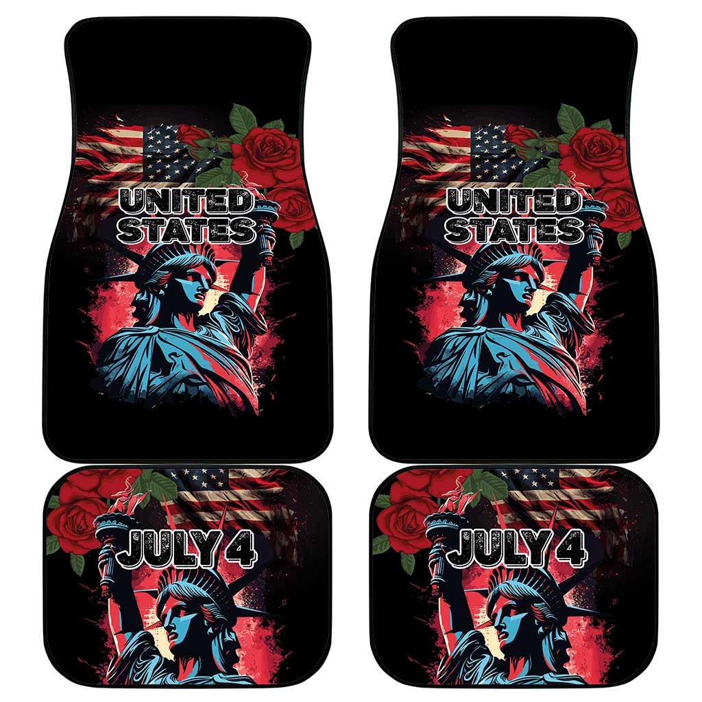 United States Independence Day Car Mats The 4th of July Statue of Liberty Retro Style - Wonder Print Shop
