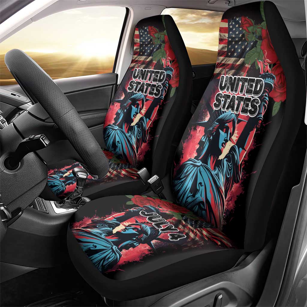 United States Independence Day Car Seat Cover The 4th of July Statue of Liberty Retro Style - Wonder Print Shop