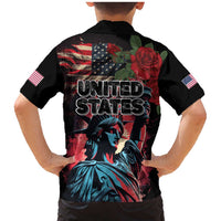 United States Independence Day Family Matching Mermaid Dress and Hawaiian Shirt The 4th of July Statue of Liberty Retro Style - Wonder Print Shop