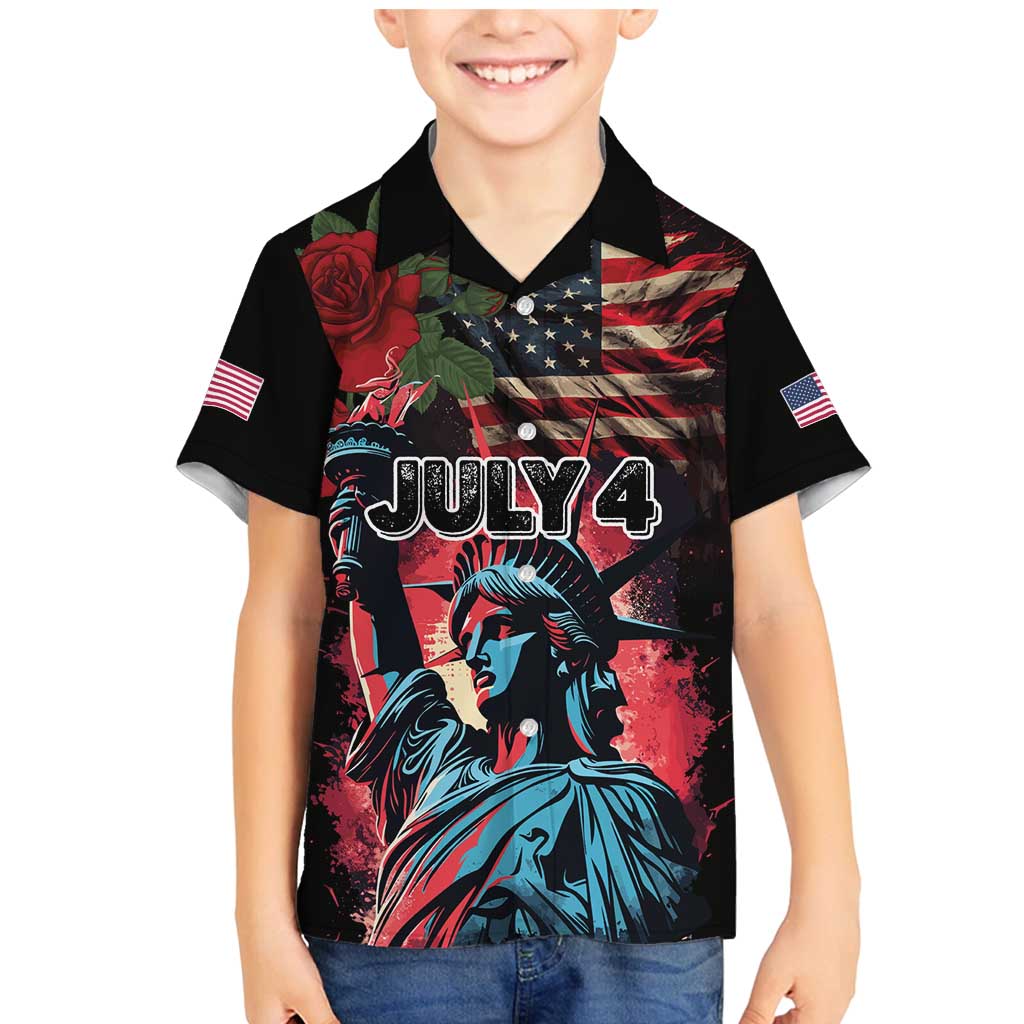 United States Independence Day Family Matching Mermaid Dress and Hawaiian Shirt The 4th of July Statue of Liberty Retro Style - Wonder Print Shop