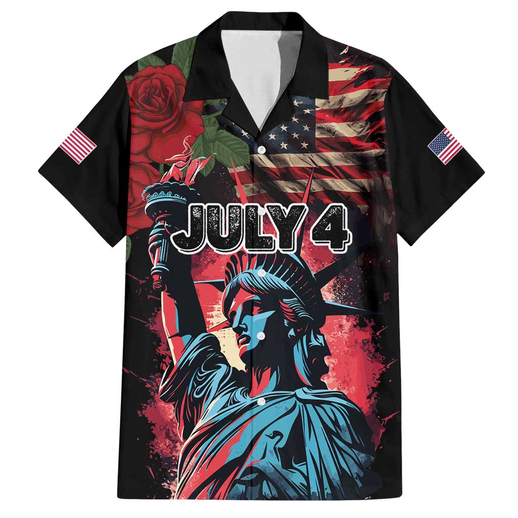 United States Independence Day Family Matching Off Shoulder Maxi Dress and Hawaiian Shirt The 4th of July Statue of Liberty Retro Style - Wonder Print Shop