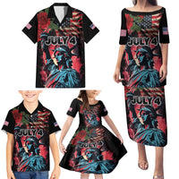 United States Independence Day Family Matching Puletasi and Hawaiian Shirt The 4th of July Statue of Liberty Retro Style - Wonder Print Shop