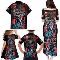 United States Independence Day Family Matching Puletasi and Hawaiian Shirt The 4th of July Statue of Liberty Retro Style - Wonder Print Shop