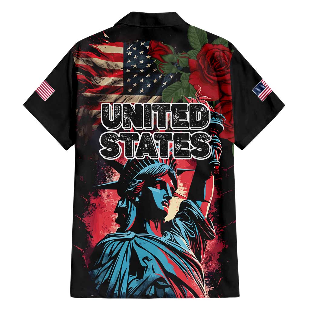 United States Independence Day Family Matching Short Sleeve Bodycon Dress and Hawaiian Shirt The 4th of July Statue of Liberty Retro Style - Wonder Print Shop