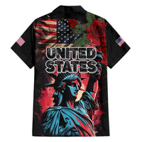 United States Independence Day Family Matching Short Sleeve Bodycon Dress and Hawaiian Shirt The 4th of July Statue of Liberty Retro Style - Wonder Print Shop
