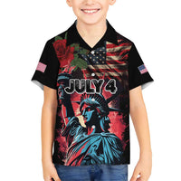 United States Independence Day Family Matching Short Sleeve Bodycon Dress and Hawaiian Shirt The 4th of July Statue of Liberty Retro Style - Wonder Print Shop