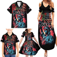 United States Independence Day Family Matching Summer Maxi Dress and Hawaiian Shirt The 4th of July Statue of Liberty Retro Style - Wonder Print Shop