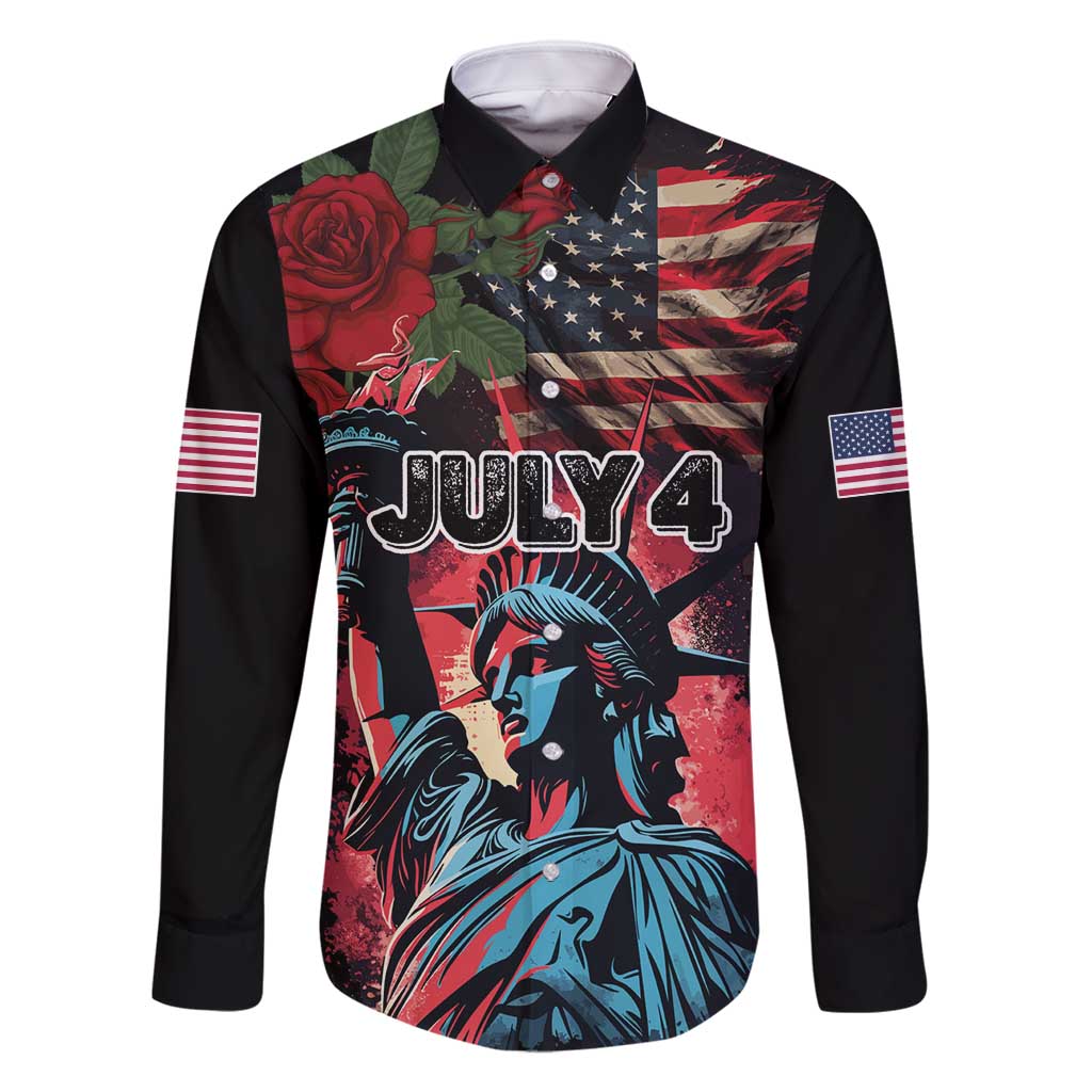 United States Independence Day Family Matching Summer Maxi Dress and Hawaiian Shirt The 4th of July Statue of Liberty Retro Style - Wonder Print Shop