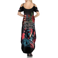 United States Independence Day Family Matching Summer Maxi Dress and Hawaiian Shirt The 4th of July Statue of Liberty Retro Style - Wonder Print Shop