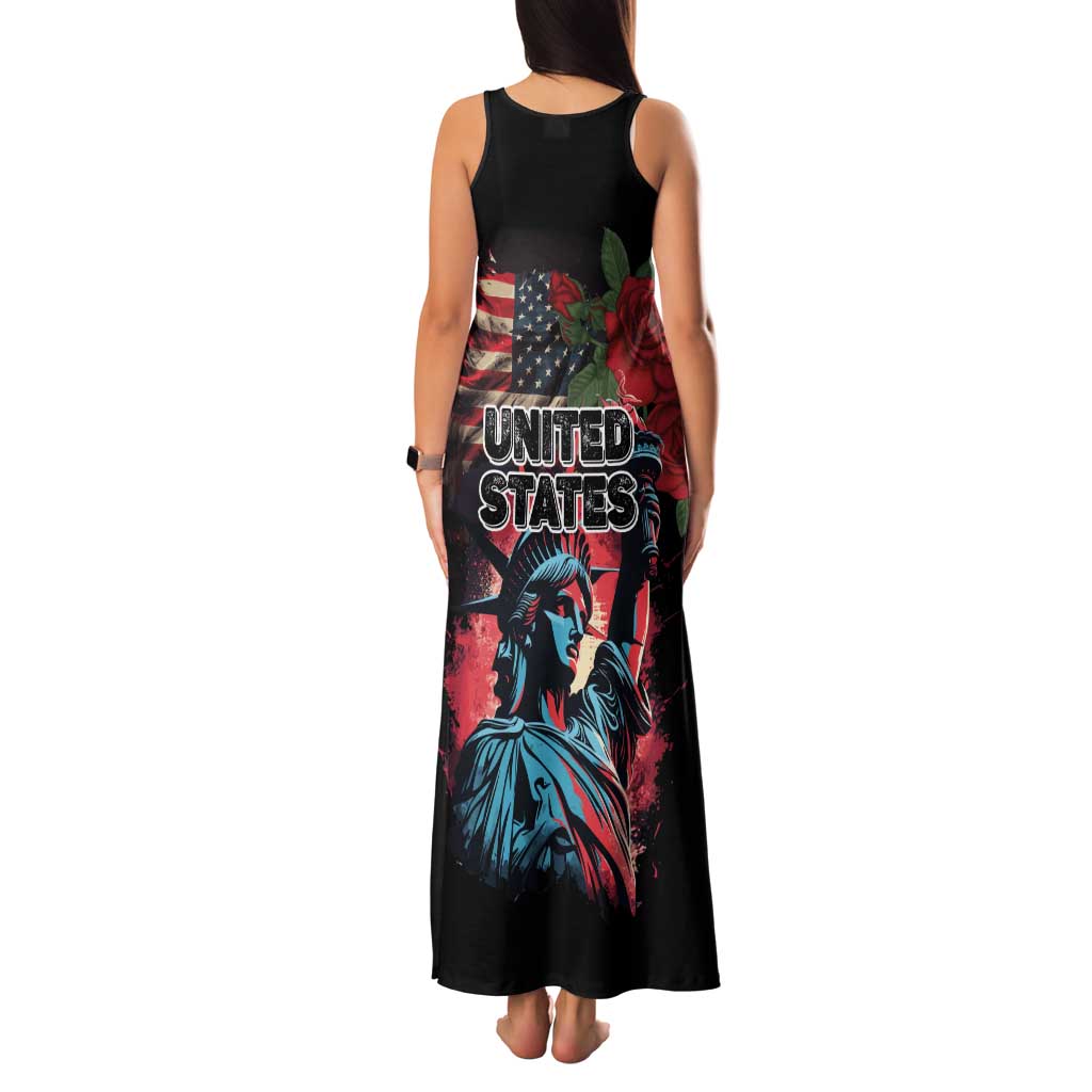 United States Independence Day Family Matching Tank Maxi Dress and Hawaiian Shirt The 4th of July Statue of Liberty Retro Style - Wonder Print Shop