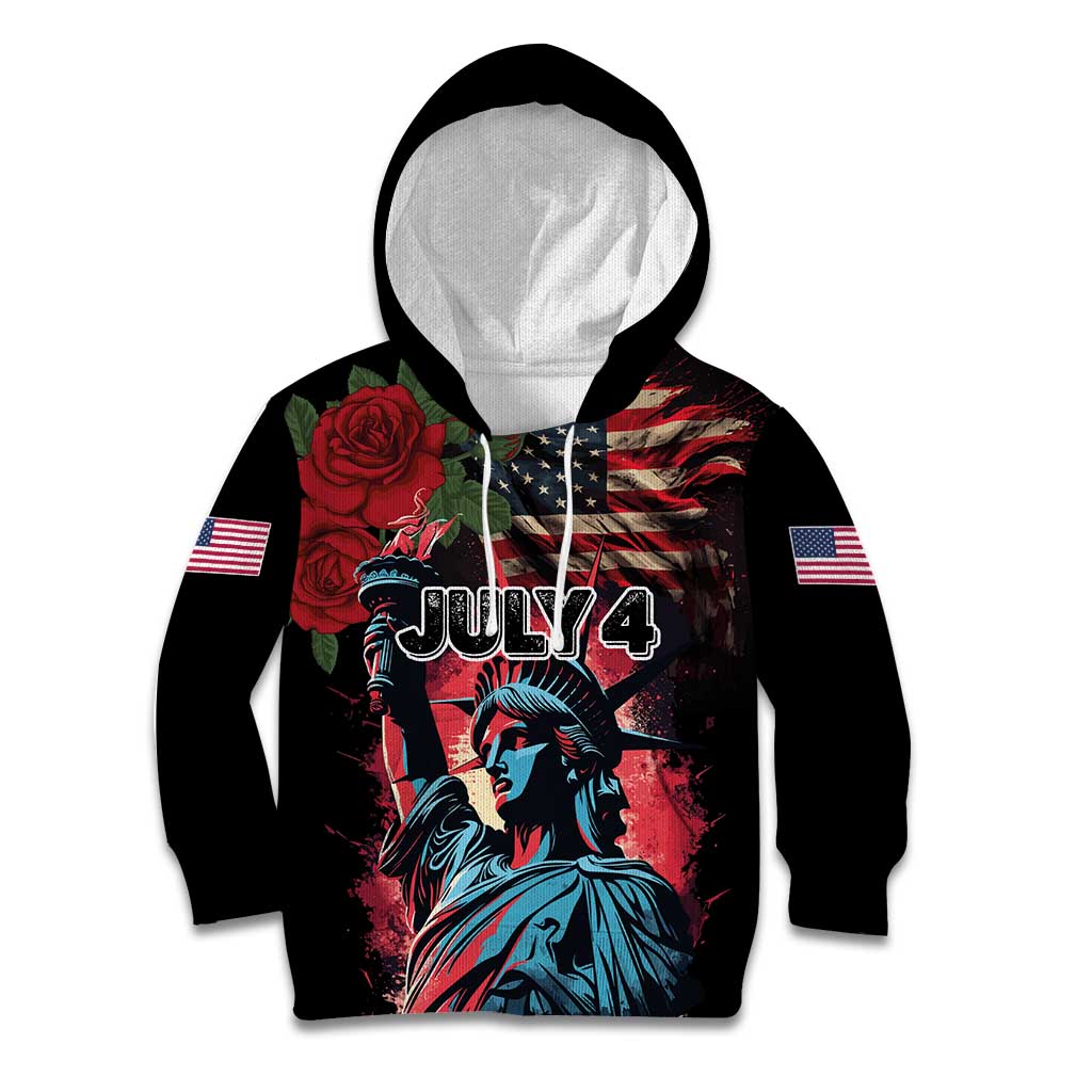 United States Independence Day Kid Hoodie The 4th of July Statue of Liberty Retro Style - Wonder Print Shop