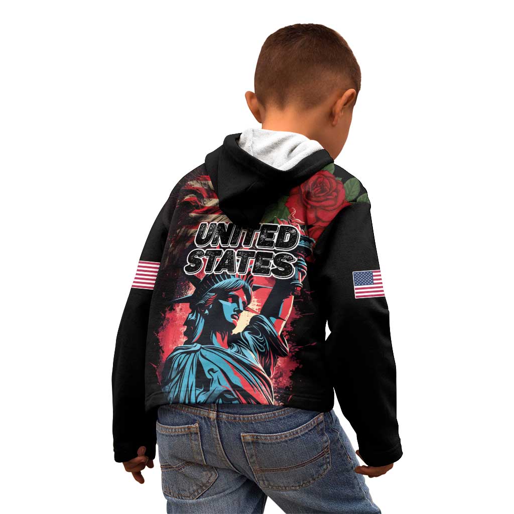 United States Independence Day Kid Hoodie The 4th of July Statue of Liberty Retro Style - Wonder Print Shop