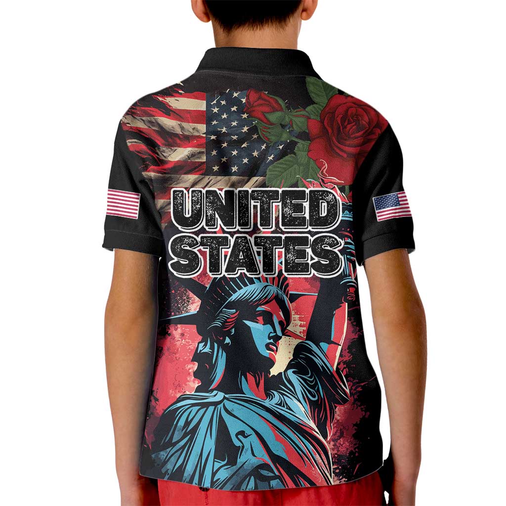 United States Independence Day Kid Polo Shirt The 4th of July Statue of Liberty Retro Style - Wonder Print Shop