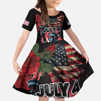United States Independence Day Kid Short Sleeve Dress The 4th of July Statue of Liberty Retro Style - Wonder Print Shop