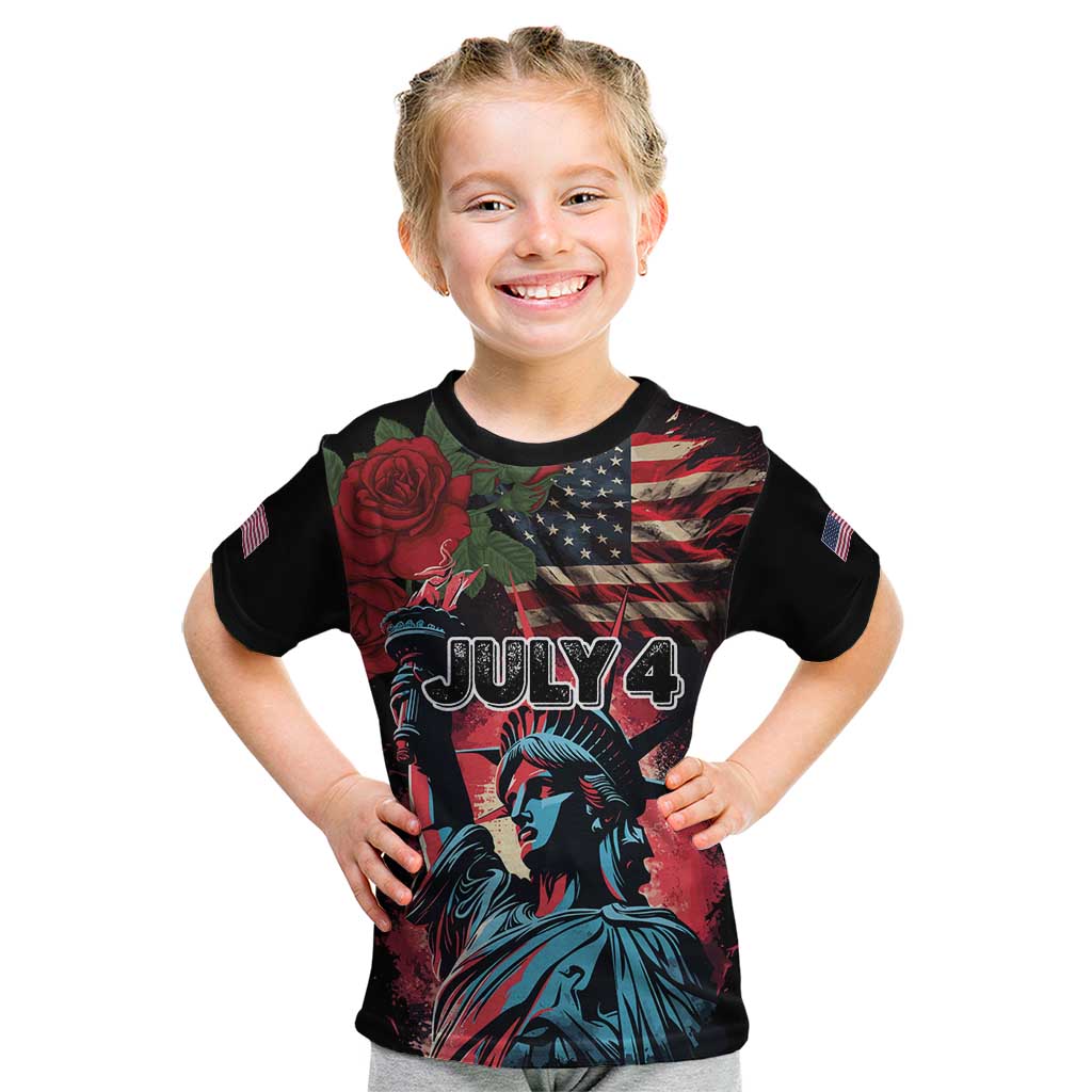 United States Independence Day Kid T Shirt The 4th of July Statue of Liberty Retro Style - Wonder Print Shop