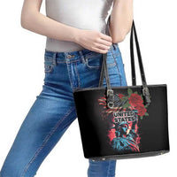 United States Independence Day Leather Tote Bag The 4th of July Statue of Liberty Retro Style - Wonder Print Shop
