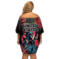 United States Independence Day Off Shoulder Short Dress The 4th of July Statue of Liberty Retro Style - Wonder Print Shop