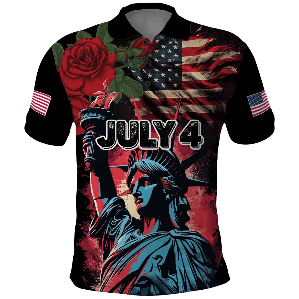 United States Independence Day Polo Shirt The 4th of July Statue of Liberty Retro Style - Wonder Print Shop