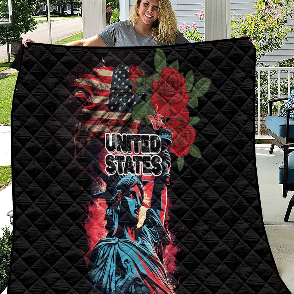 United States Independence Day Quilt The 4th of July Statue of Liberty Retro Style - Wonder Print Shop