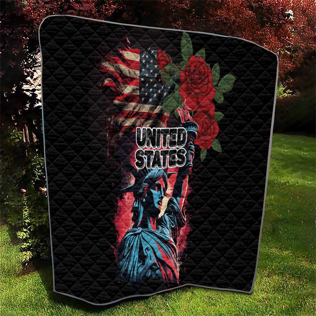 United States Independence Day Quilt The 4th of July Statue of Liberty Retro Style - Wonder Print Shop