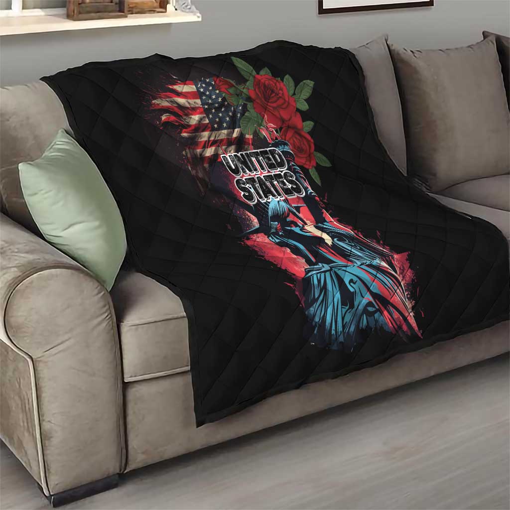 United States Independence Day Quilt The 4th of July Statue of Liberty Retro Style - Wonder Print Shop