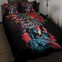 United States Independence Day Quilt Bed Set The 4th of July Statue of Liberty Retro Style - Wonder Print Shop