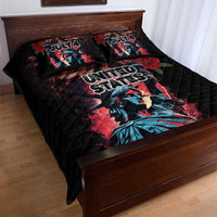 United States Independence Day Quilt Bed Set The 4th of July Statue of Liberty Retro Style - Wonder Print Shop