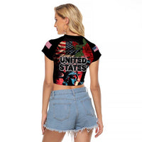 United States Independence Day Raglan Cropped T Shirt The 4th of July Statue of Liberty Retro Style - Wonder Print Shop