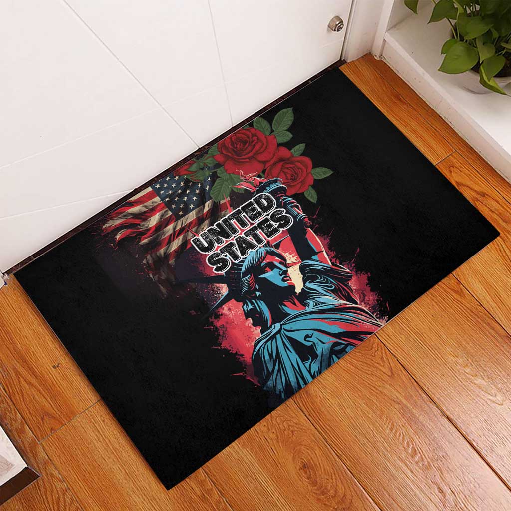 United States Independence Day Rubber Doormat The 4th of July Statue of Liberty Retro Style - Wonder Print Shop