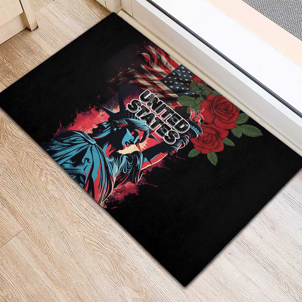 United States Independence Day Rubber Doormat The 4th of July Statue of Liberty Retro Style - Wonder Print Shop