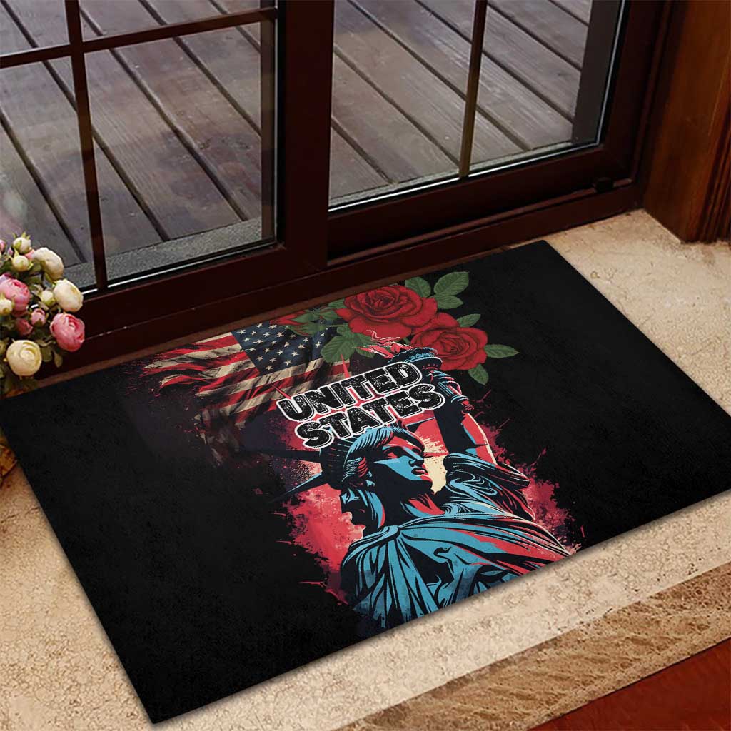 United States Independence Day Rubber Doormat The 4th of July Statue of Liberty Retro Style - Wonder Print Shop