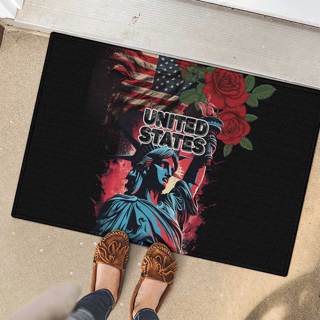 United States Independence Day Rubber Doormat The 4th of July Statue of Liberty Retro Style - Wonder Print Shop