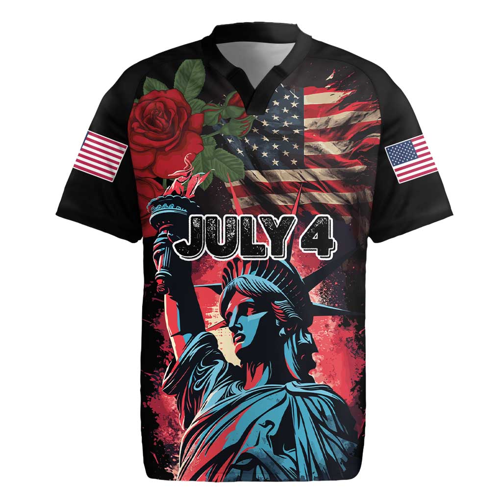 United States Independence Day Rugby Jersey The 4th of July Statue of Liberty Retro Style - Wonder Print Shop